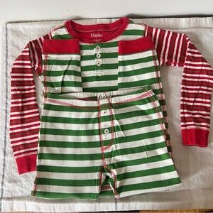 Hatley Festive Striped Pajama Set in Green and Red